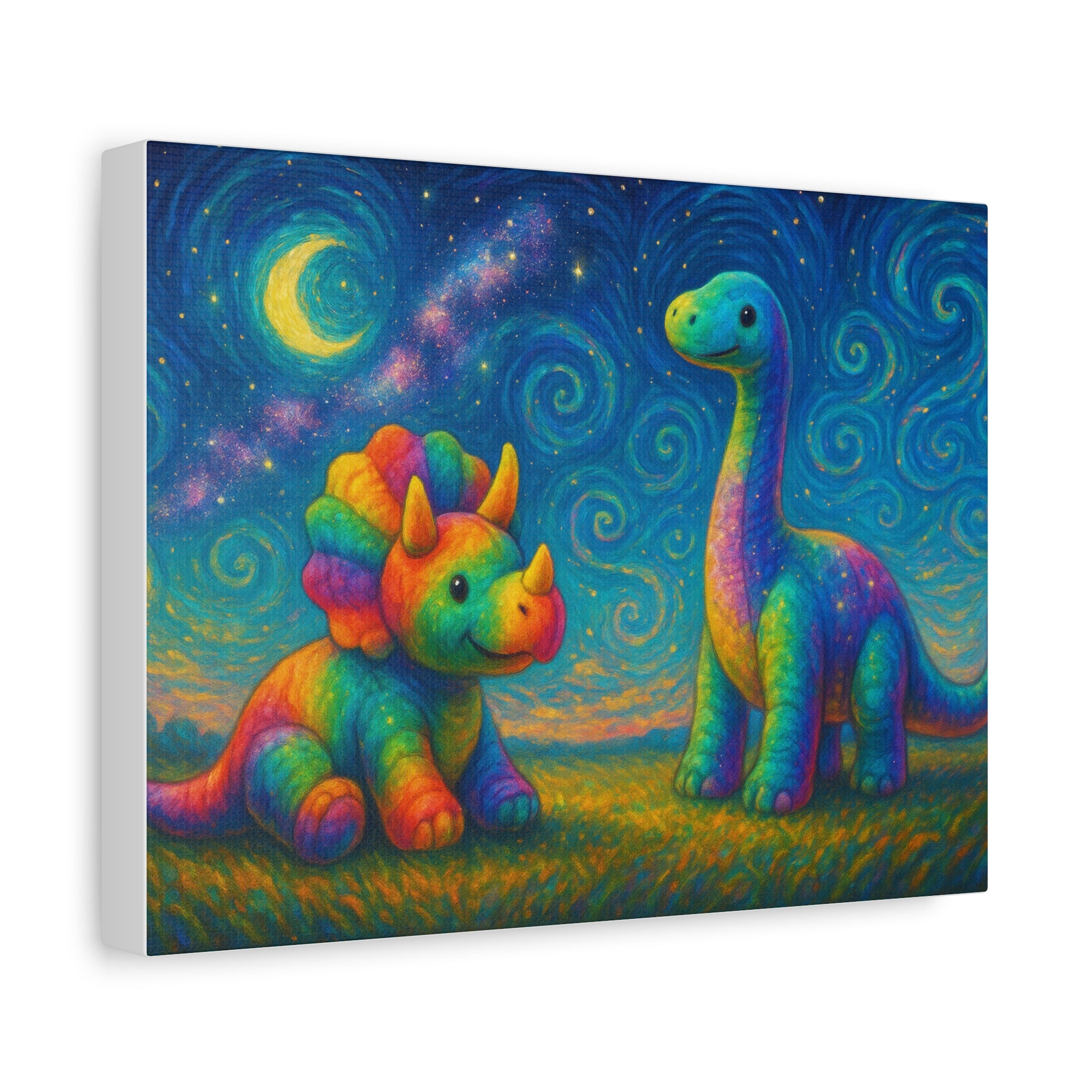Colorful Dinosaur Canvas Wall Art, Kids Room Decor, Vibrant Dinosaurs, Whimsical Home Decor, Gift for Dino Lovers