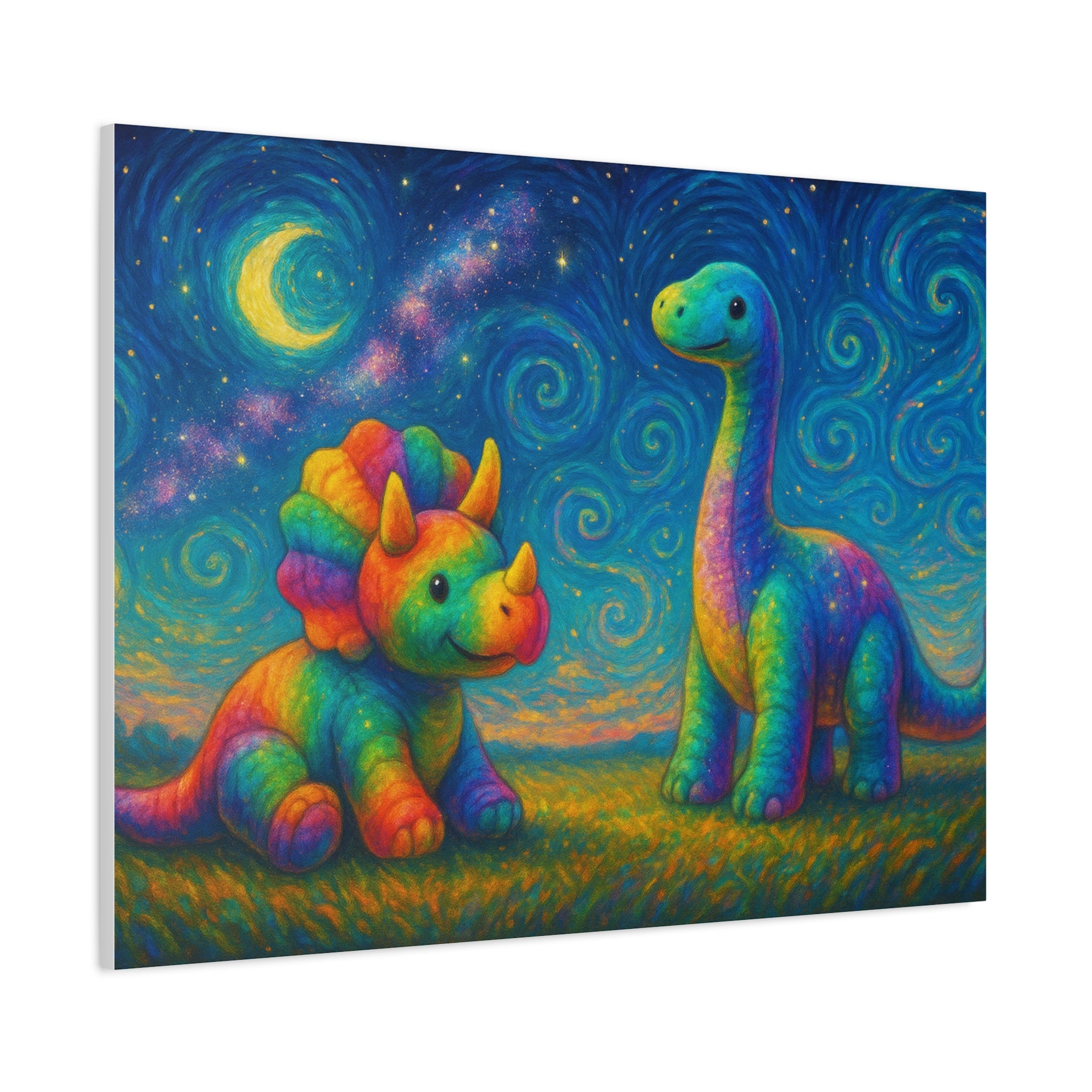 Colorful Dinosaur Canvas Wall Art, Kids Room Decor, Vibrant Dinosaurs, Whimsical Home Decor, Gift for Dino Lovers