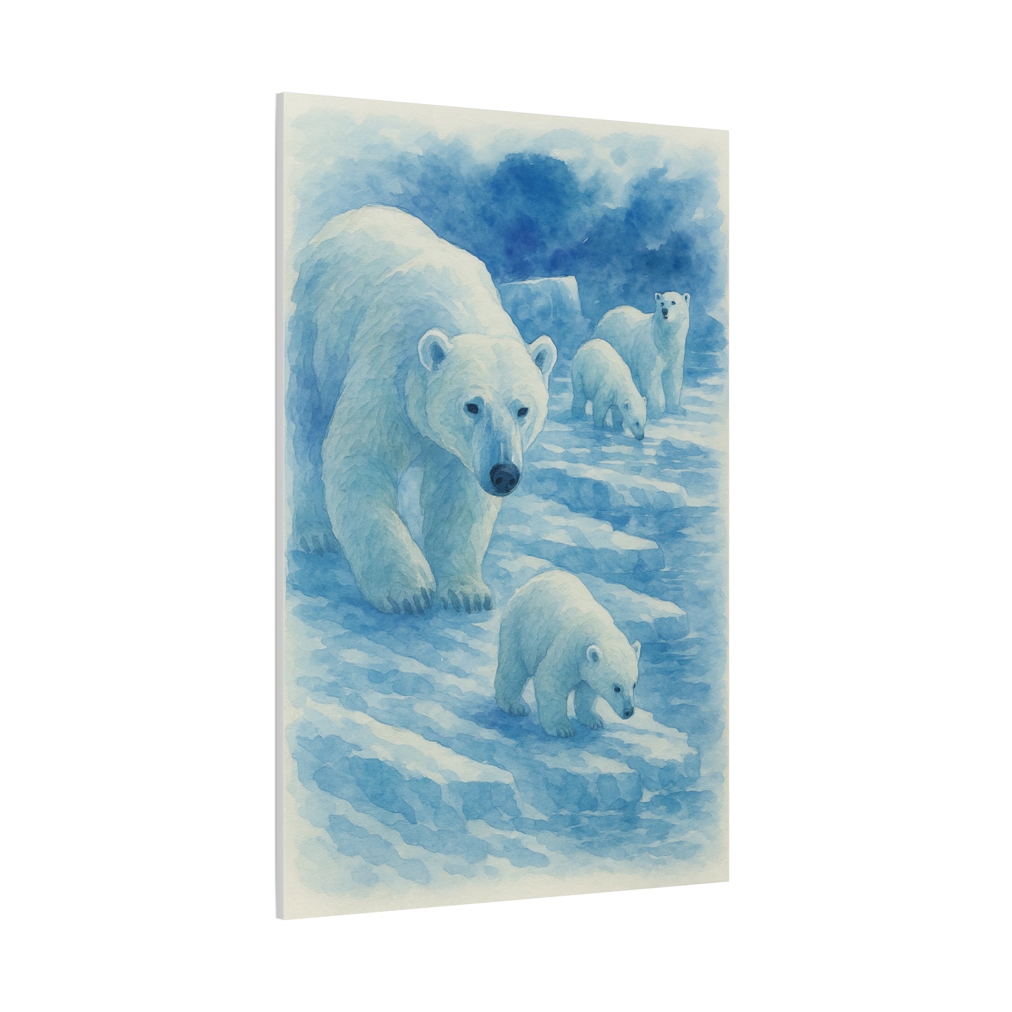 Polar Bear Family Canvas Art Print, Nature Home Decor, Wildlife Lovers Gift, Arctic Wall Art, Nursery Decor