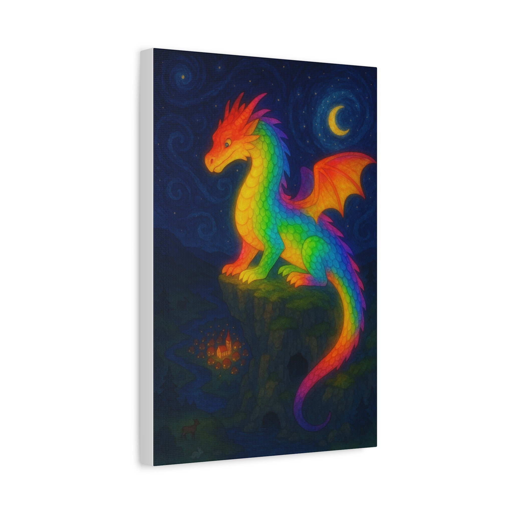 Colorful Dragon Art Canvas Print, Wall Decor for Fantasy Lovers, Children's Room, Gifts for Birthdays and Holidays