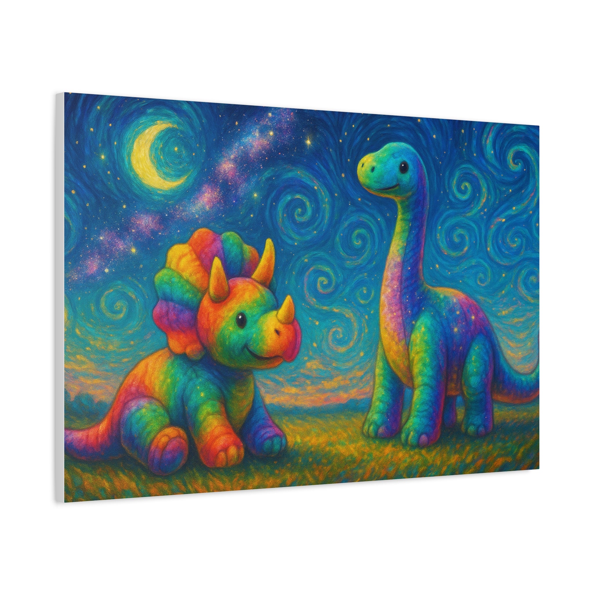 Colorful Dinosaur Canvas Wall Art, Kids Room Decor, Vibrant Dinosaurs, Whimsical Home Decor, Gift for Dino Lovers