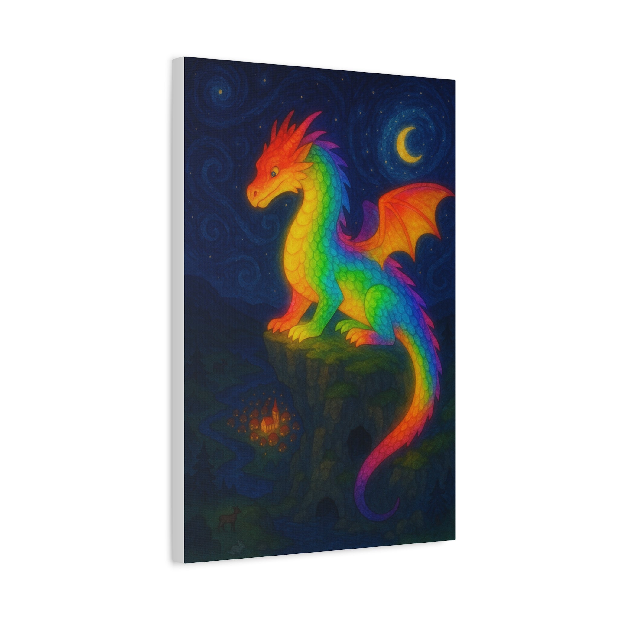 Colorful Dragon Art Canvas Print, Wall Decor for Fantasy Lovers, Children's Room, Gifts for Birthdays and Holidays