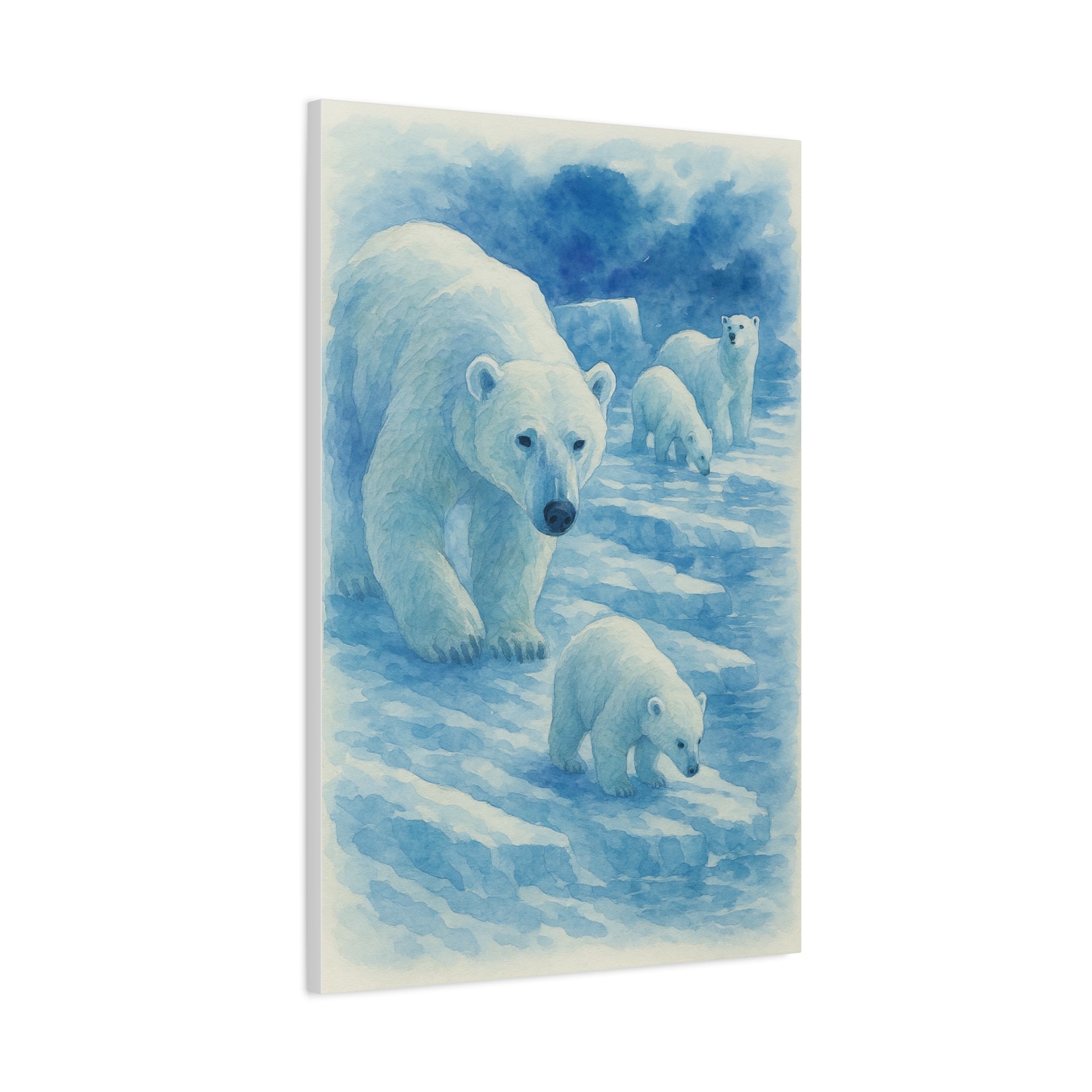 Polar Bear Family Canvas Art Print, Nature Home Decor, Wildlife Lovers Gift, Arctic Wall Art, Nursery Decor