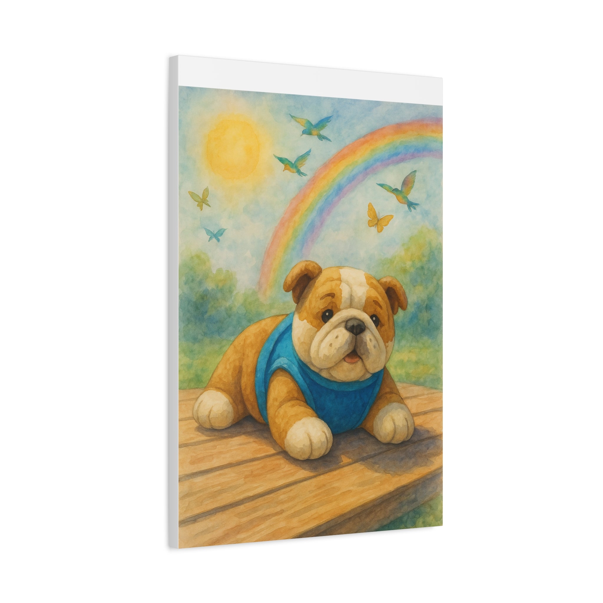Adorable Dog Art Canvas, Playful Bulldog Wall Decor, Pet Lover Gift, Kids Room Art, Birthday Gift Idea, Animal Artwork