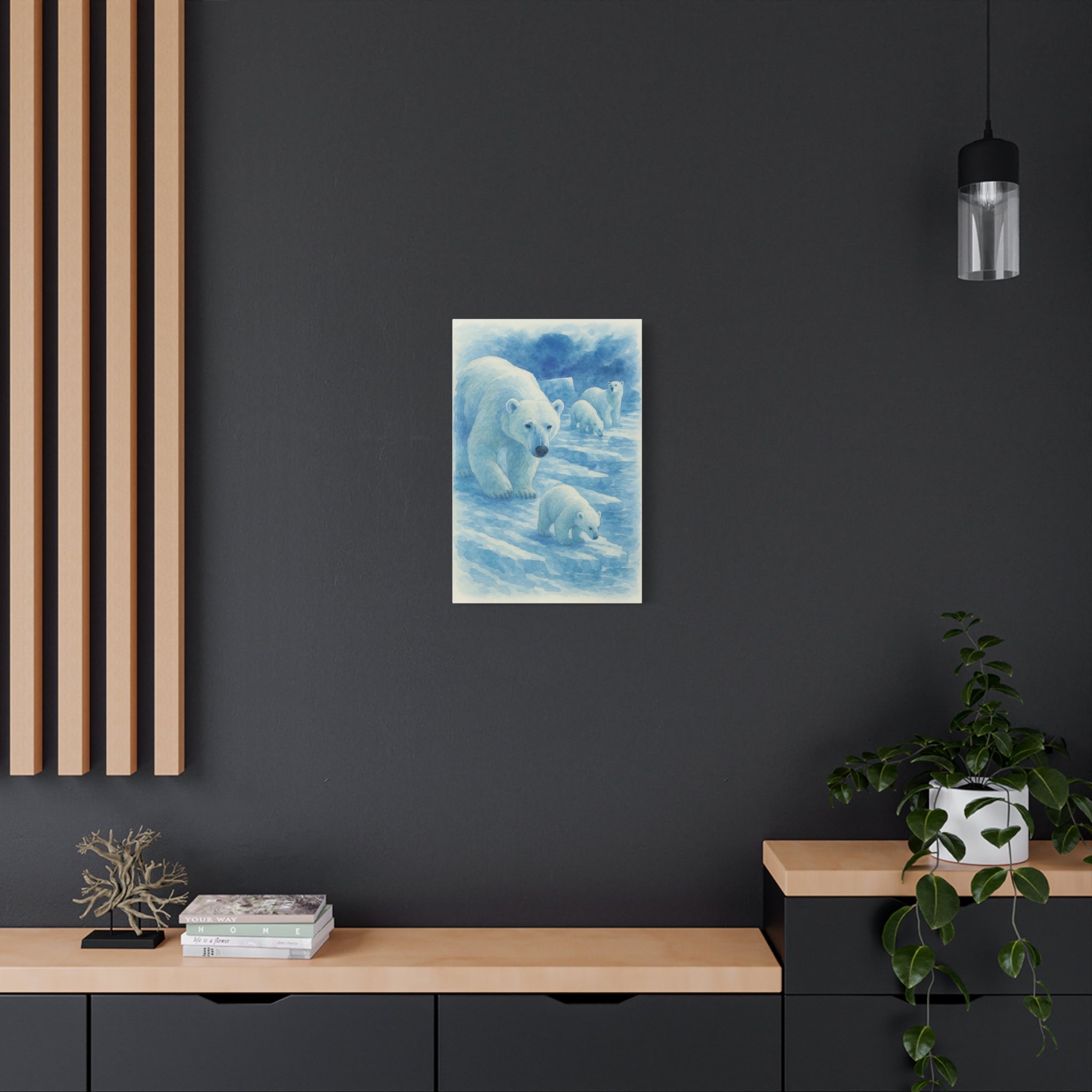 Polar Bear Family Canvas Art Print, Nature Home Decor, Wildlife Lovers Gift, Arctic Wall Art, Nursery Decor