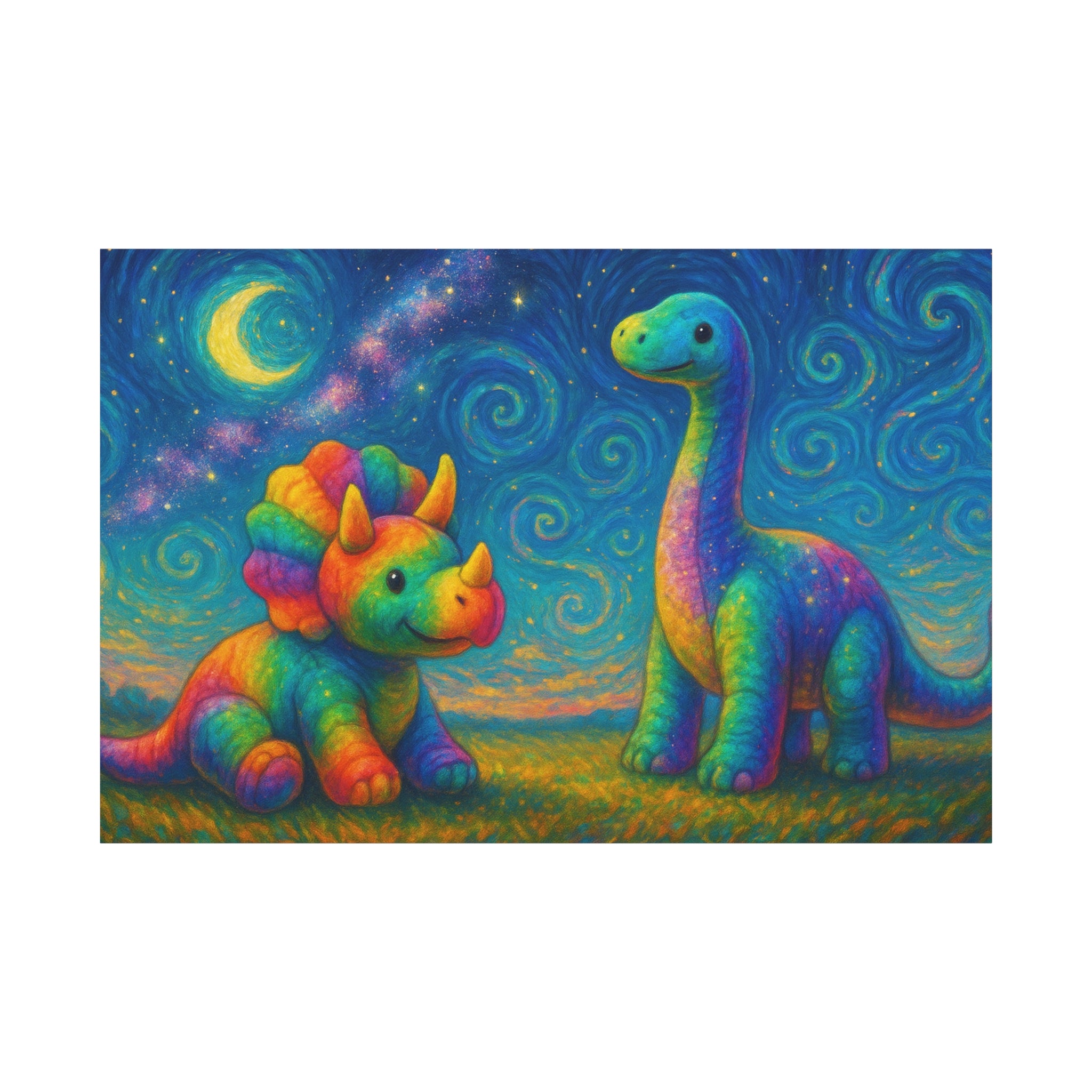 Colorful Dinosaur Canvas Wall Art, Kids Room Decor, Vibrant Dinosaurs, Whimsical Home Decor, Gift for Dino Lovers