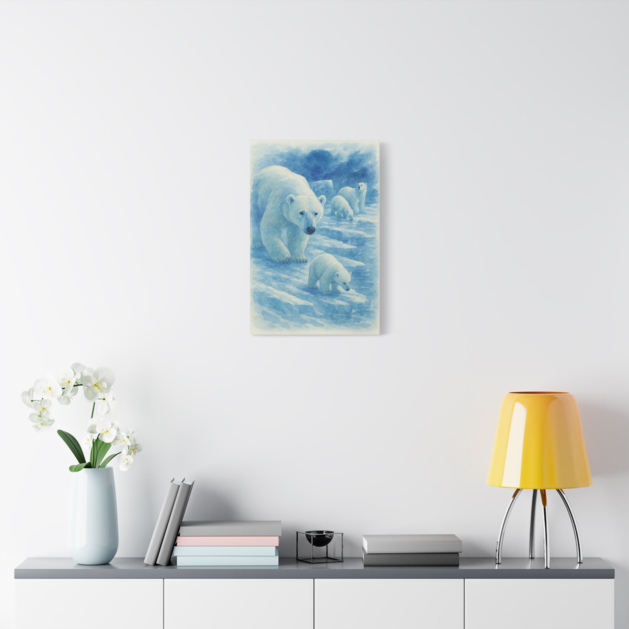 Polar Bear Family Canvas Art Print, Nature Home Decor, Wildlife Lovers Gift, Arctic Wall Art, Nursery Decor