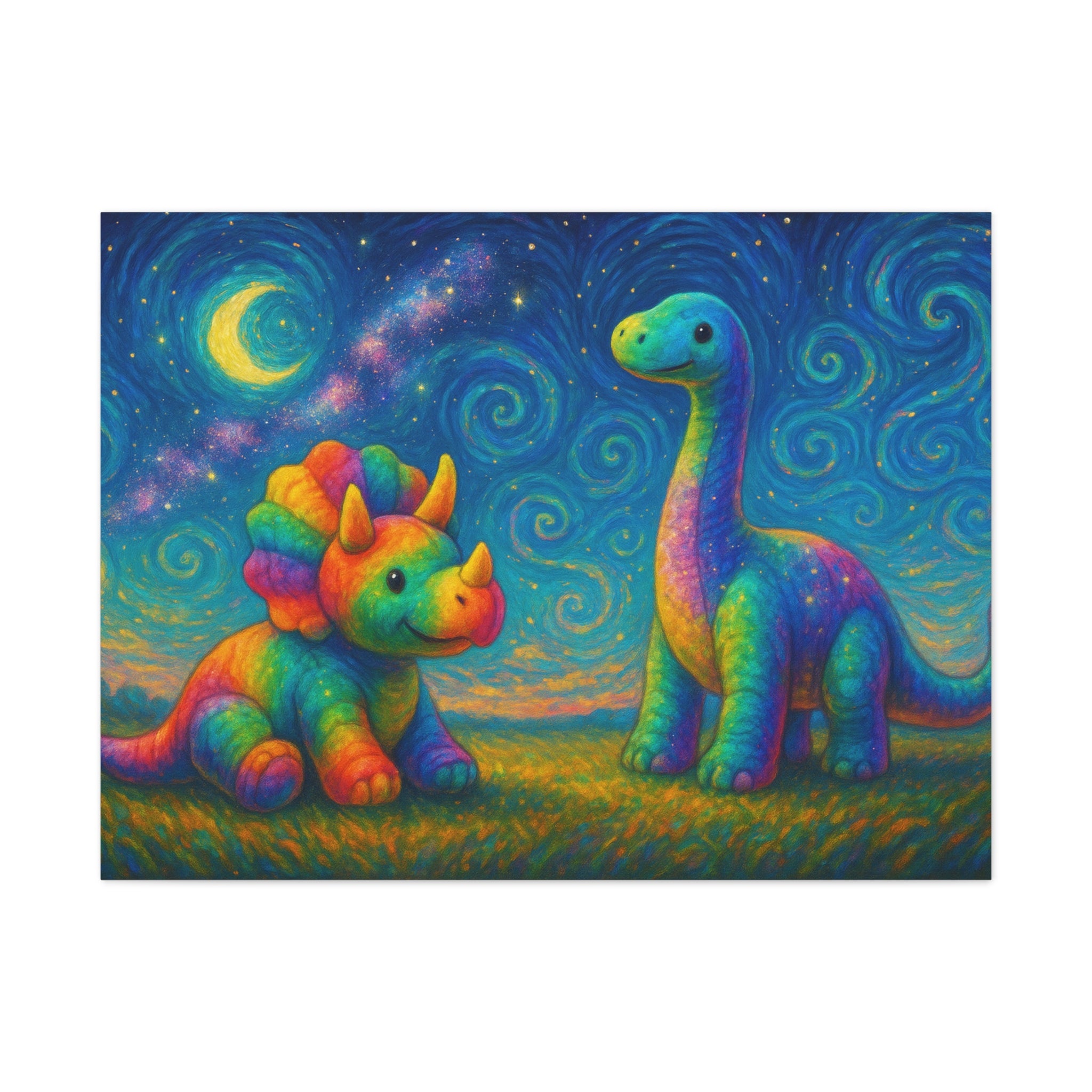 Colorful Dinosaur Canvas Wall Art, Kids Room Decor, Vibrant Dinosaurs, Whimsical Home Decor, Gift for Dino Lovers
