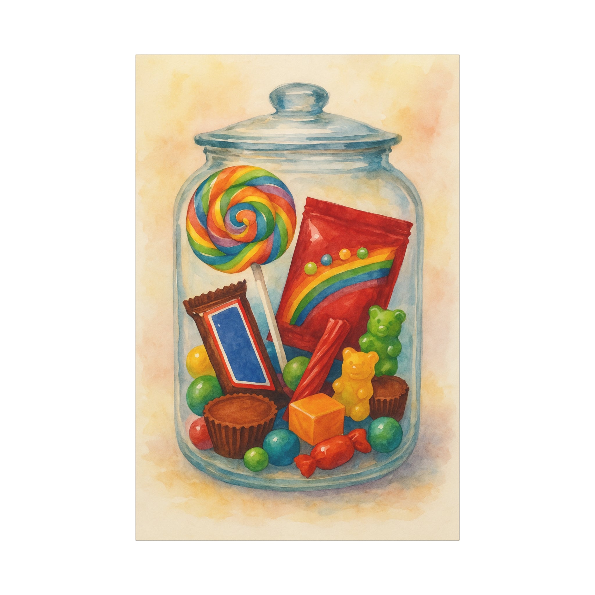 Colorful Candy Jar Wall Art, Sweet Decor for Kids' Room, Birthday Gift, Playroom Decoration, Fun Art Print
