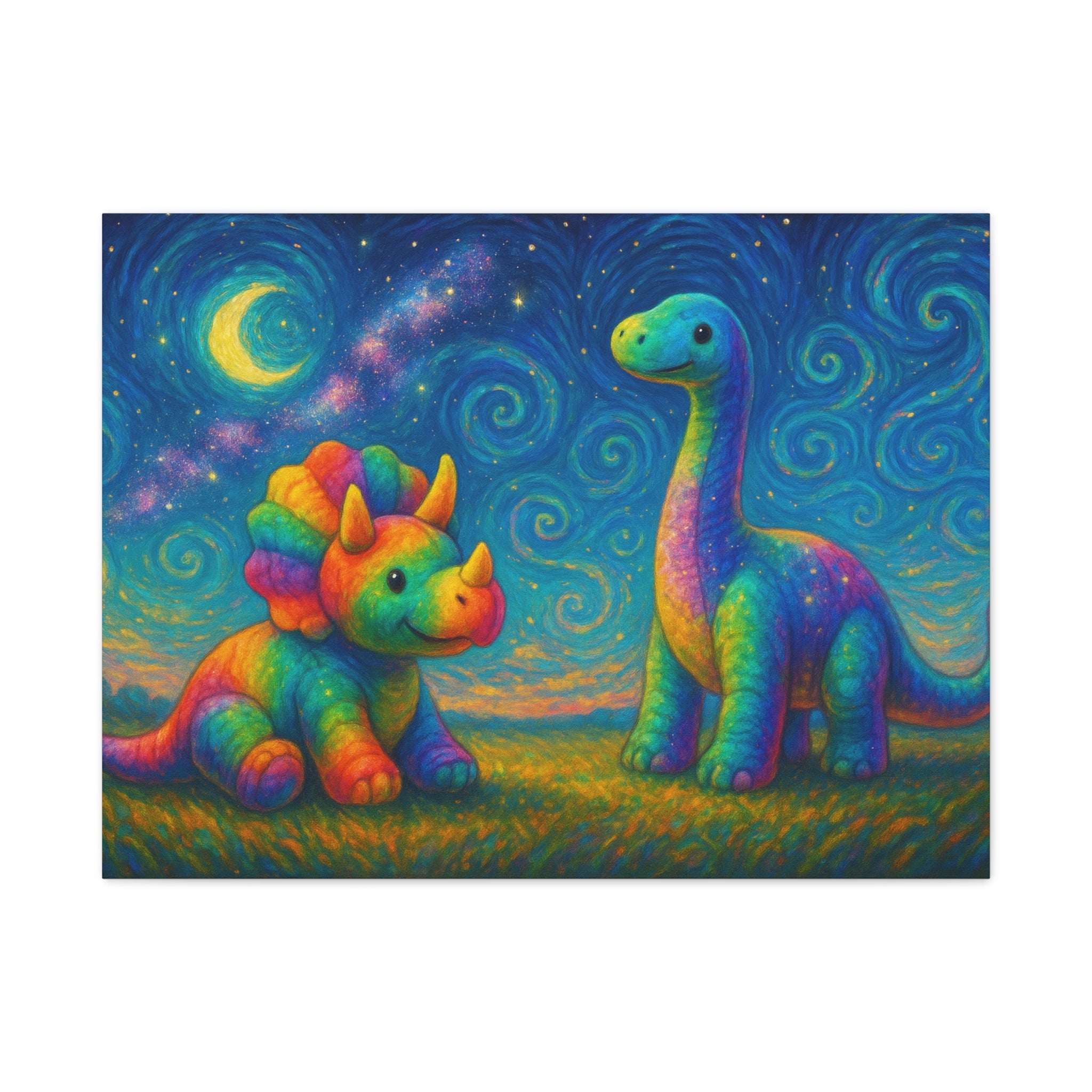 Colorful Dinosaur Canvas Wall Art, Kids Room Decor, Vibrant Dinosaurs, Whimsical Home Decor, Gift for Dino Lovers