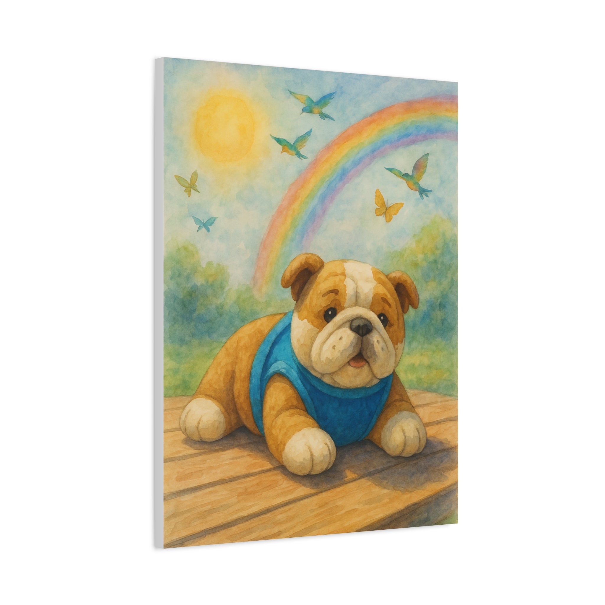 Adorable Dog Art Canvas, Playful Bulldog Wall Decor, Pet Lover Gift, Kids Room Art, Birthday Gift Idea, Animal Artwork
