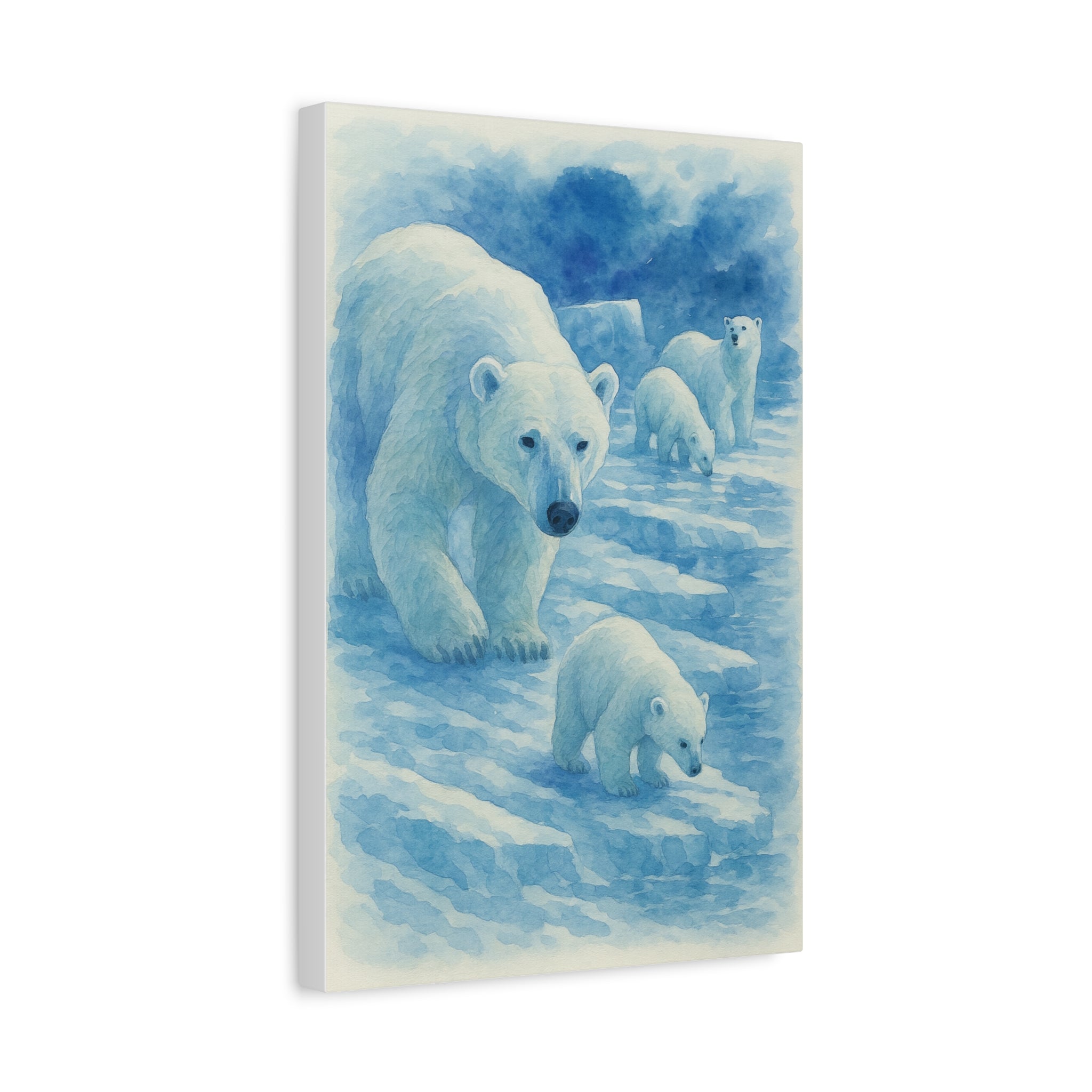 Polar Bear Family Canvas Art Print, Nature Home Decor, Wildlife Lovers Gift, Arctic Wall Art, Nursery Decor