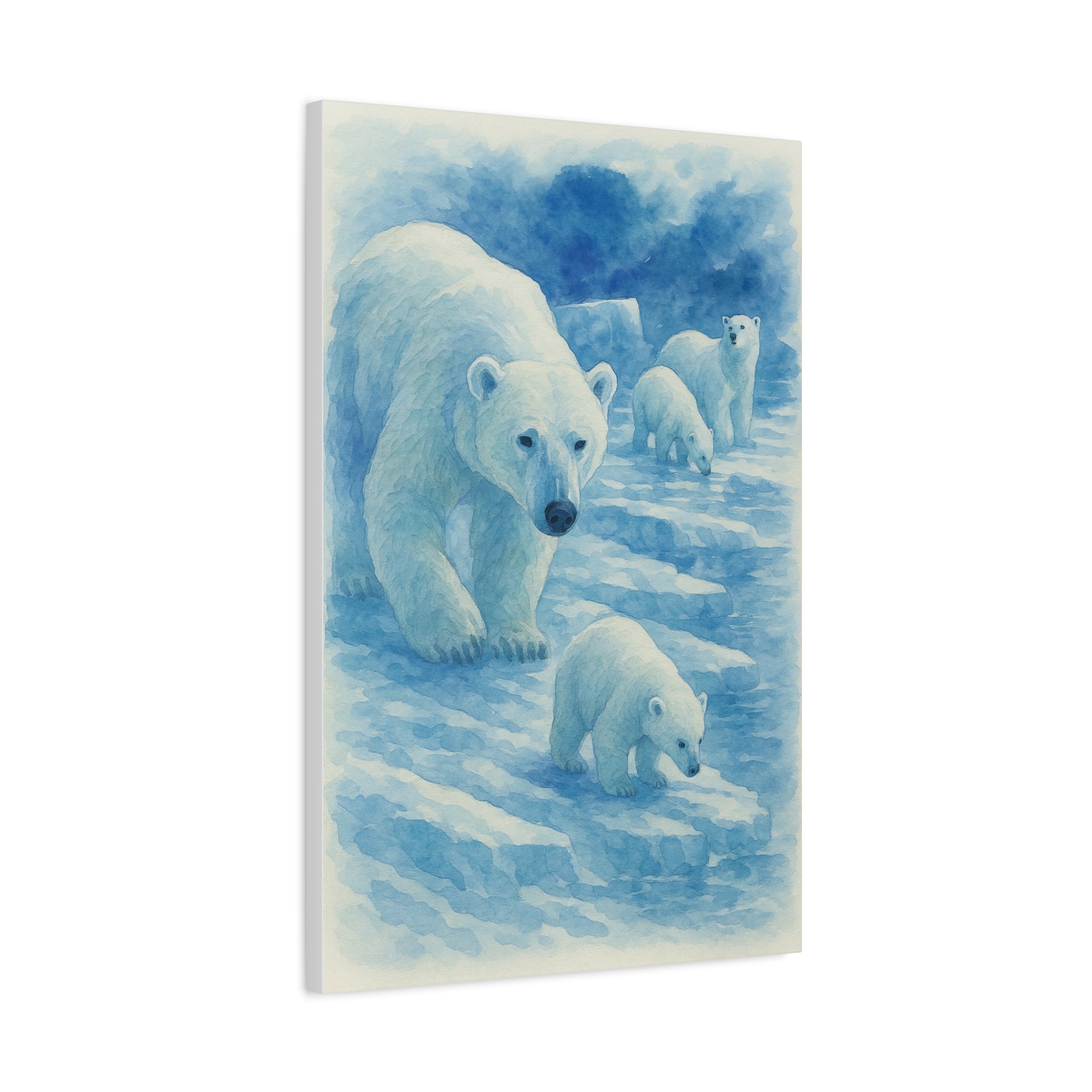 Polar Bear Family Canvas Art Print, Nature Home Decor, Wildlife Lovers Gift, Arctic Wall Art, Nursery Decor