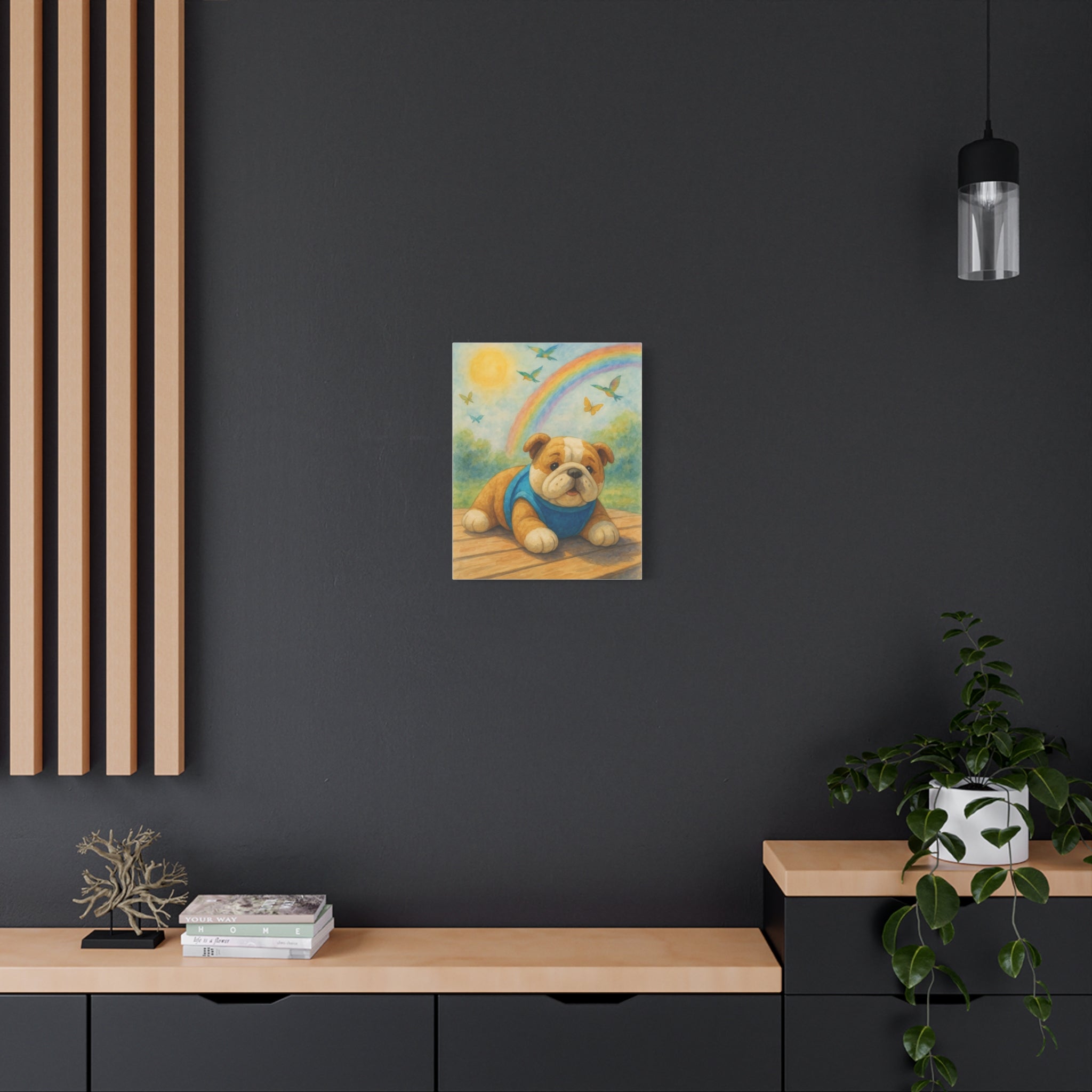 Adorable Dog Art Canvas, Playful Bulldog Wall Decor, Pet Lover Gift, Kids Room Art, Birthday Gift Idea, Animal Artwork
