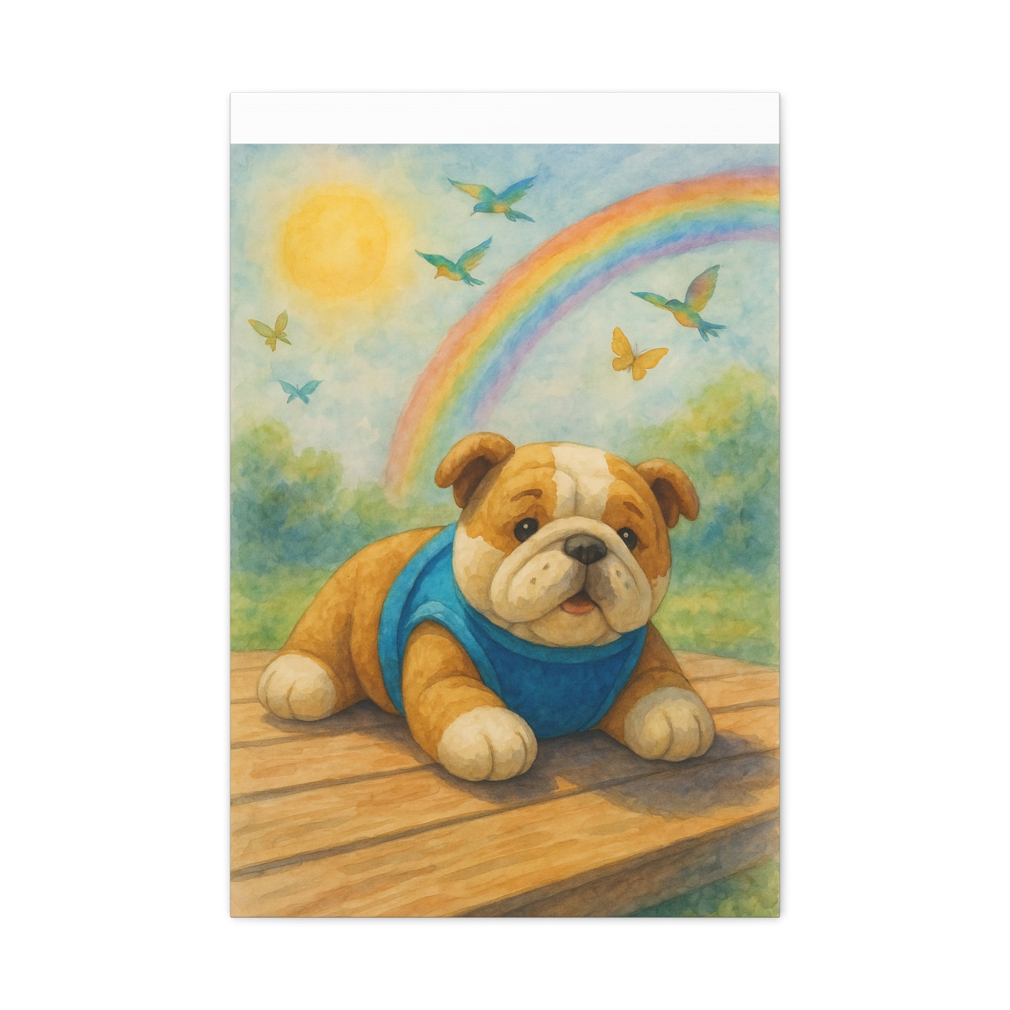 Adorable Dog Art Canvas, Playful Bulldog Wall Decor, Pet Lover Gift, Kids Room Art, Birthday Gift Idea, Animal Artwork