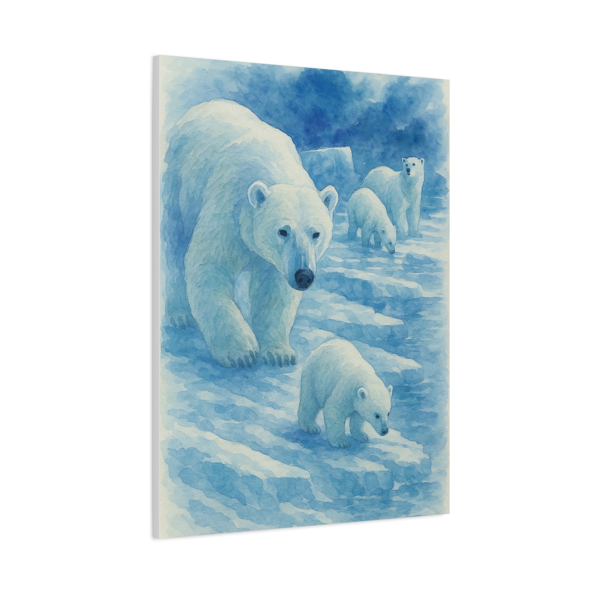 Polar Bear Family Canvas Art Print, Nature Home Decor, Wildlife Lovers Gift, Arctic Wall Art, Nursery Decor