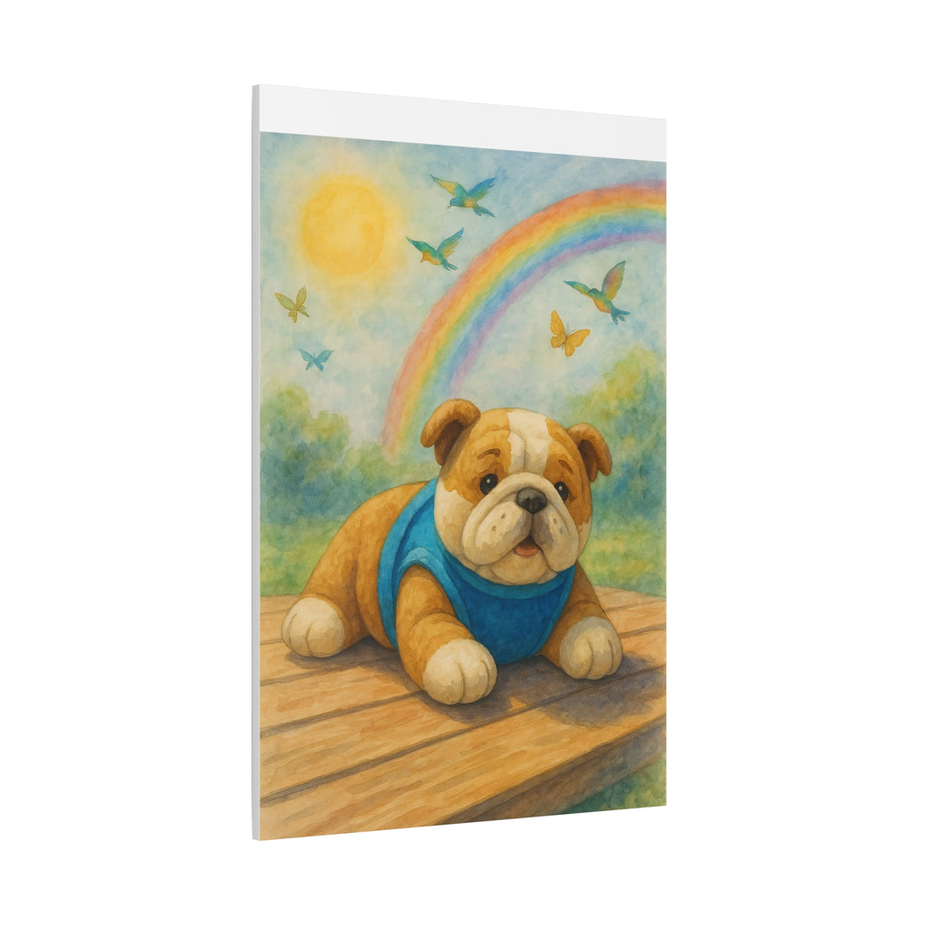 Adorable Dog Art Canvas, Playful Bulldog Wall Decor, Pet Lover Gift, Kids Room Art, Birthday Gift Idea, Animal Artwork