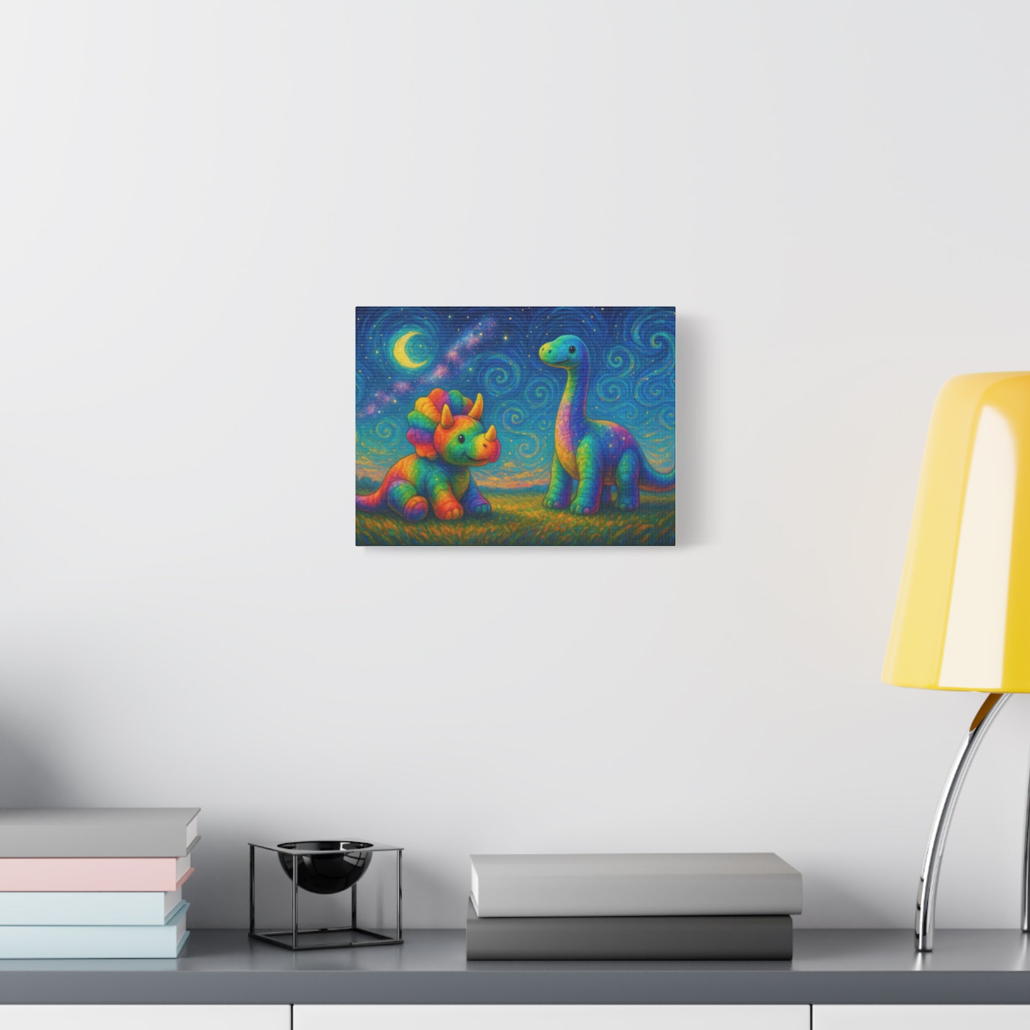 Colorful Dinosaur Canvas Wall Art, Kids Room Decor, Vibrant Dinosaurs, Whimsical Home Decor, Gift for Dino Lovers