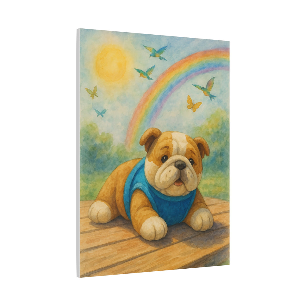 Adorable Dog Art Canvas, Playful Bulldog Wall Decor, Pet Lover Gift, Kids Room Art, Birthday Gift Idea, Animal Artwork