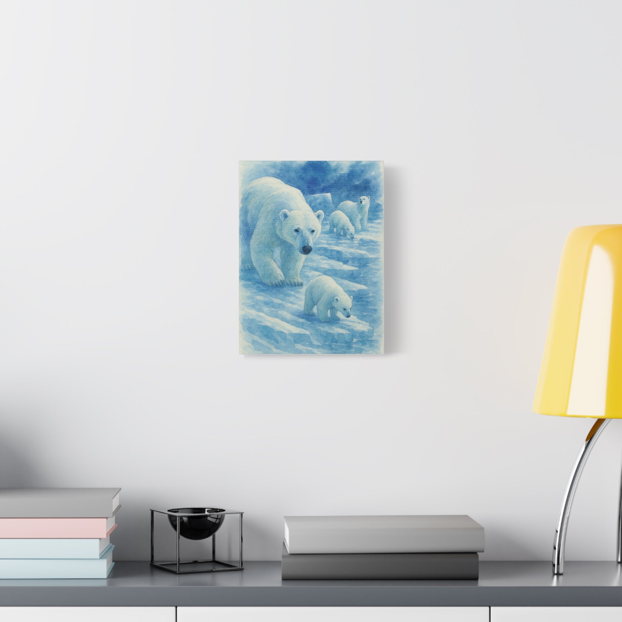 Polar Bear Family Canvas Art Print, Nature Home Decor, Wildlife Lovers Gift, Arctic Wall Art, Nursery Decor