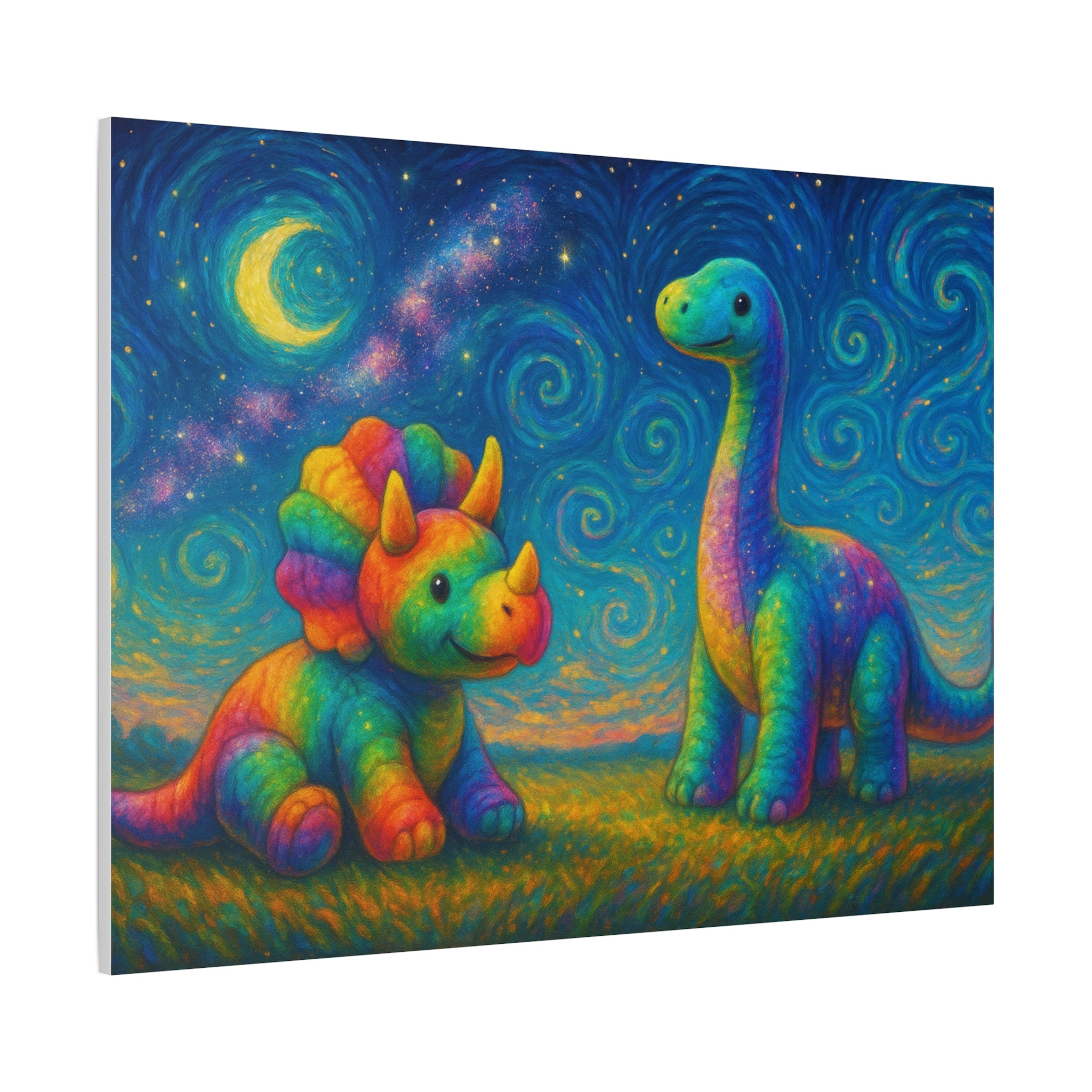 Colorful Dinosaur Canvas Wall Art, Kids Room Decor, Vibrant Dinosaurs, Whimsical Home Decor, Gift for Dino Lovers