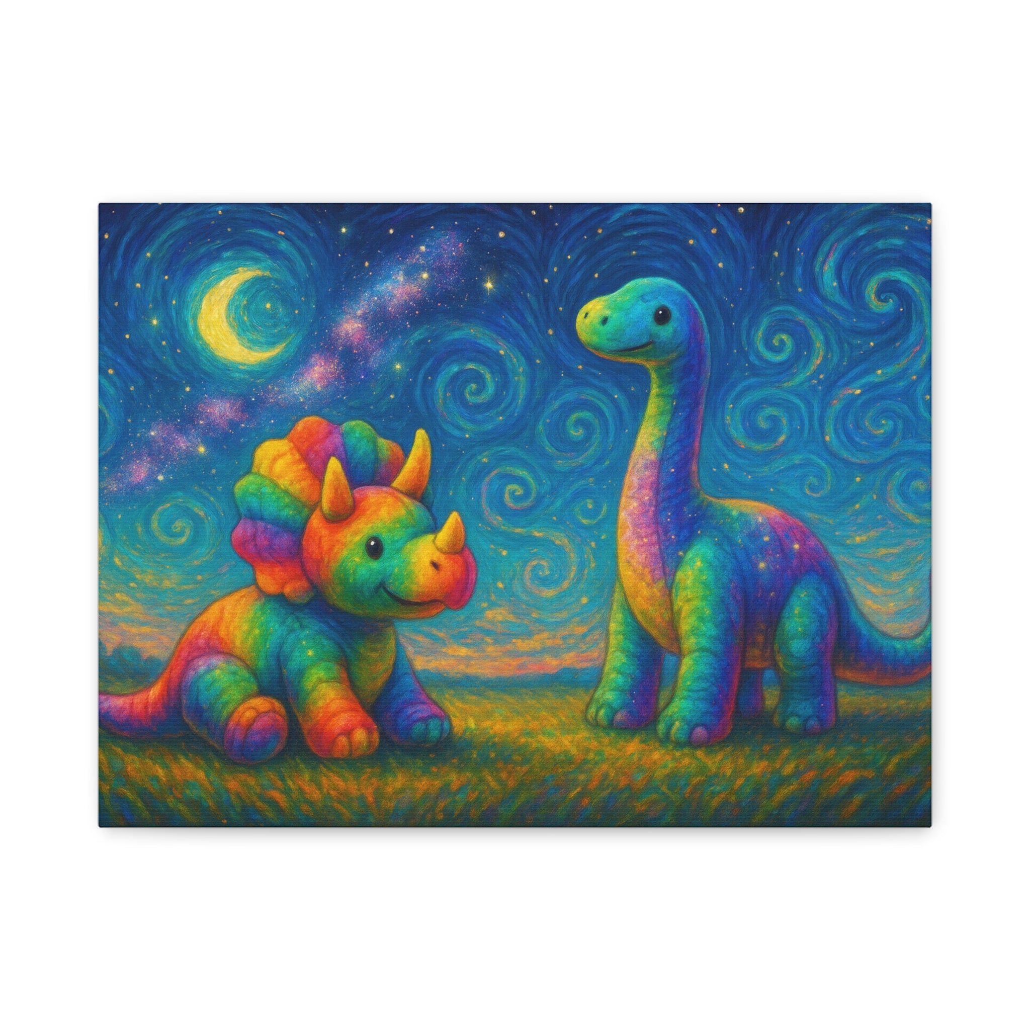 Colorful Dinosaur Canvas Wall Art, Kids Room Decor, Vibrant Dinosaurs, Whimsical Home Decor, Gift for Dino Lovers