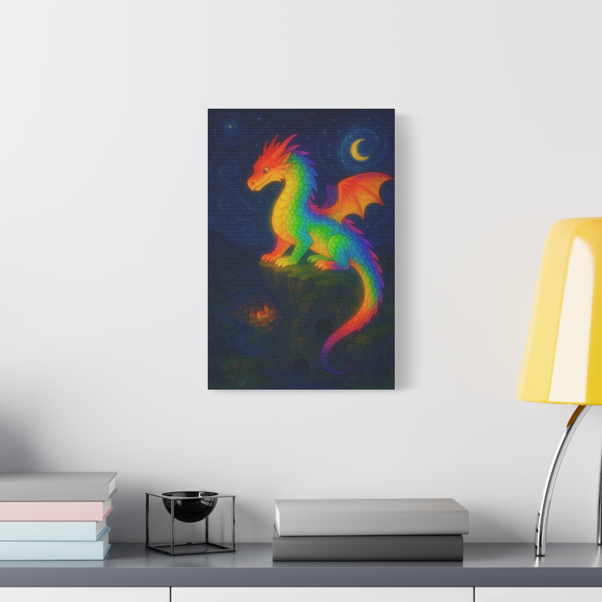 Colorful Dragon Art Canvas Print, Wall Decor for Fantasy Lovers, Children's Room, Gifts for Birthdays and Holidays