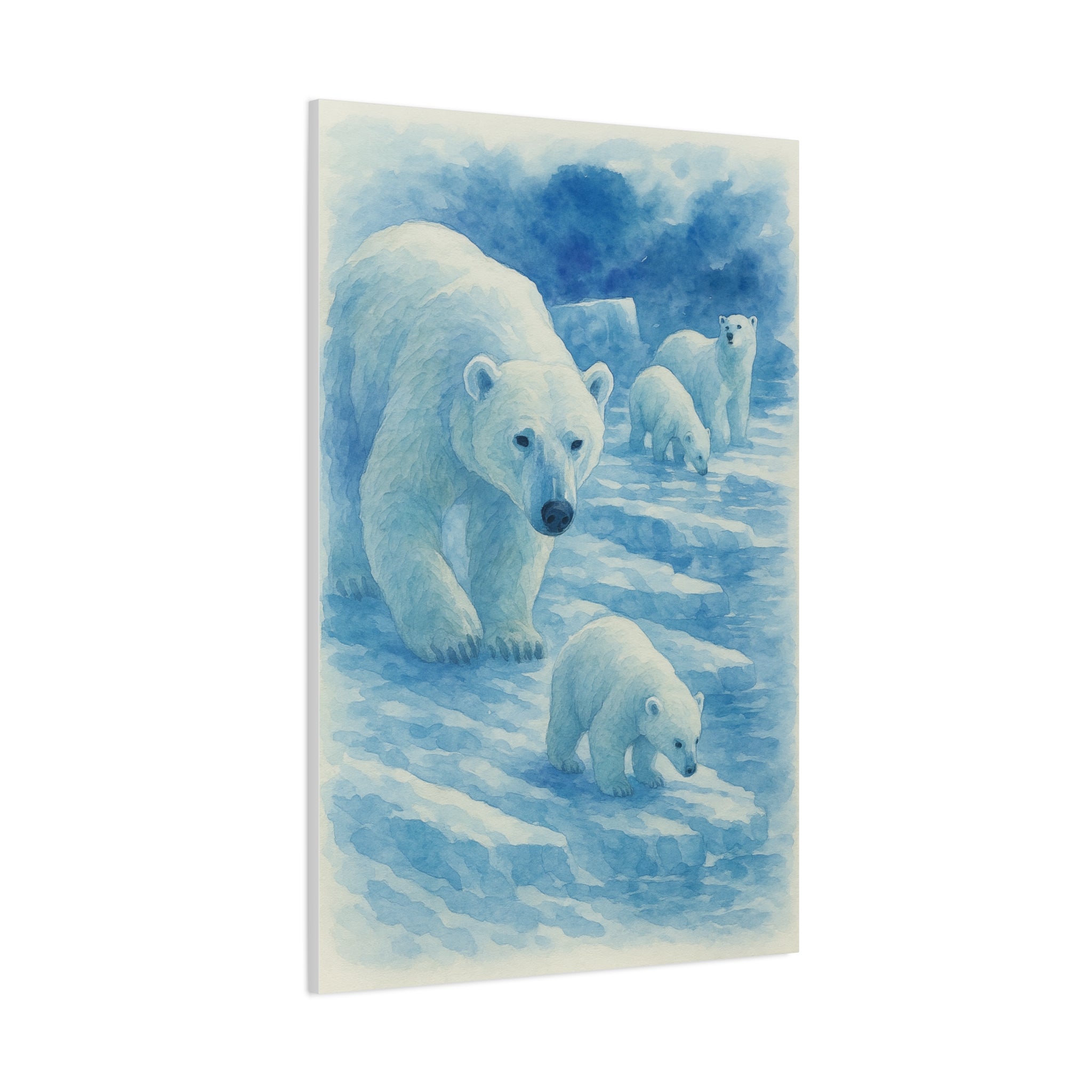 Polar Bear Family Canvas Art Print, Nature Home Decor, Wildlife Lovers Gift, Arctic Wall Art, Nursery Decor