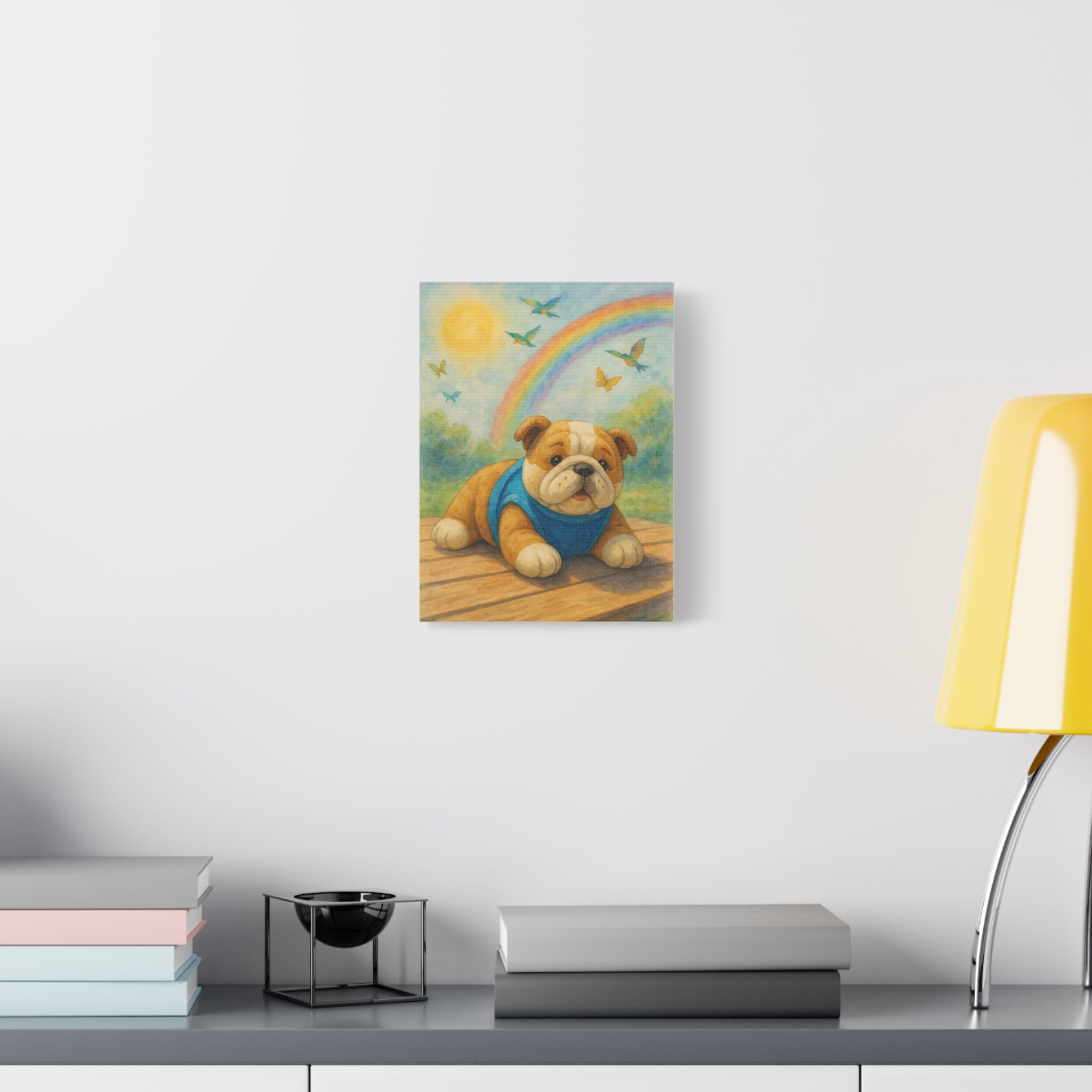 Adorable Dog Art Canvas, Playful Bulldog Wall Decor, Pet Lover Gift, Kids Room Art, Birthday Gift Idea, Animal Artwork